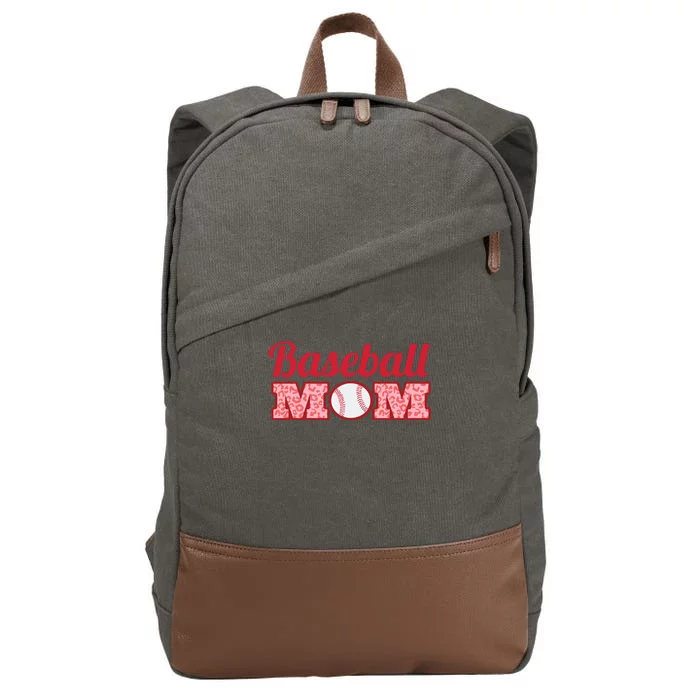 Baseball Mom Cheetah Print Cotton Canvas Backpack