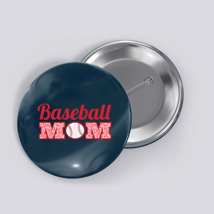 Baseball Mom Cheetah Print Button