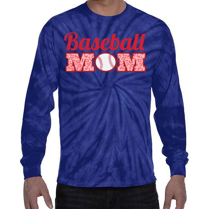 Baseball Mom Cheetah Print Tie-Dye Long Sleeve Shirt