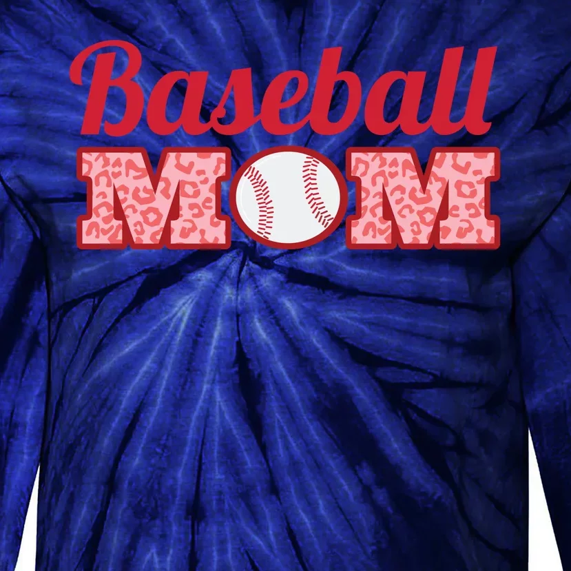 Baseball Mom Cheetah Print Tie-Dye Long Sleeve Shirt