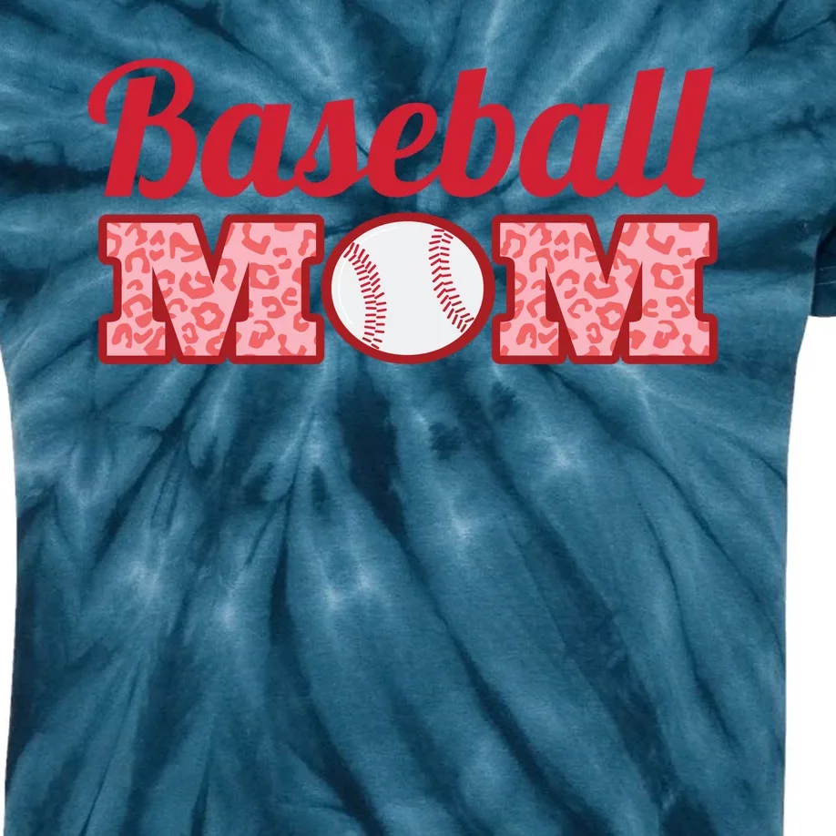 Baseball Mom Cheetah Print Kids Tie-Dye T-Shirt