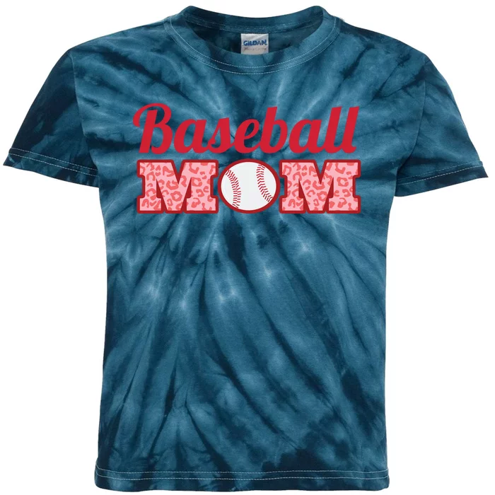 Baseball Mom Cheetah Print Kids Tie-Dye T-Shirt