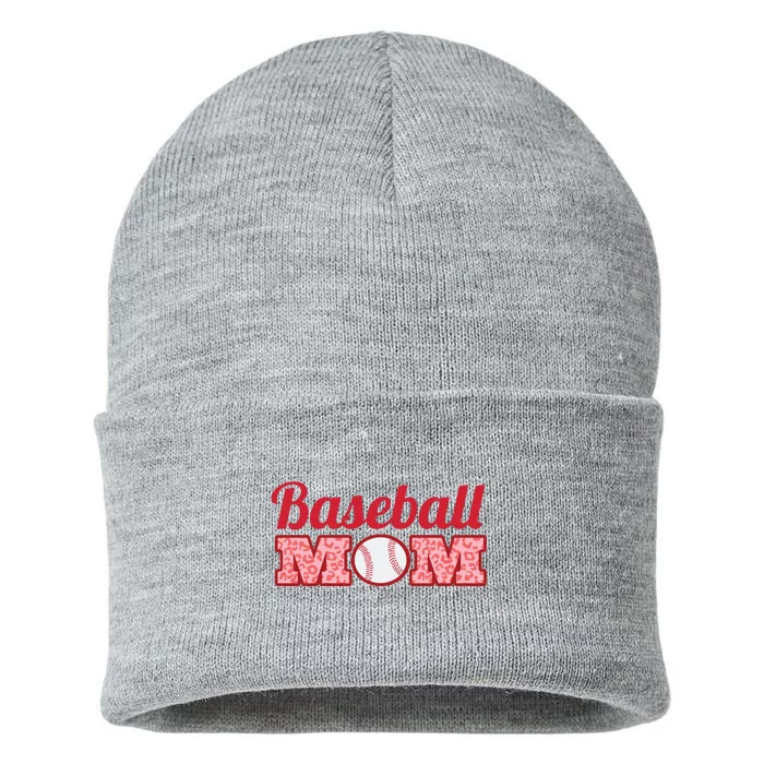 Baseball Mom Cheetah Print Sustainable Knit Beanie