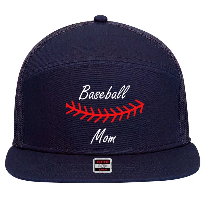 Baseball Mom Logo 7 Panel Mesh Trucker Snapback Hat