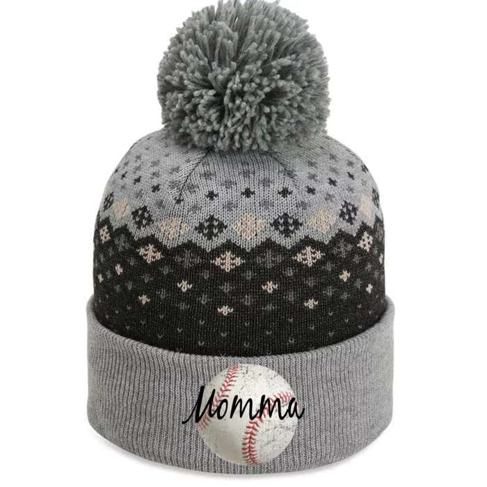 Baseball Momma The Baniff Cuffed Pom Beanie