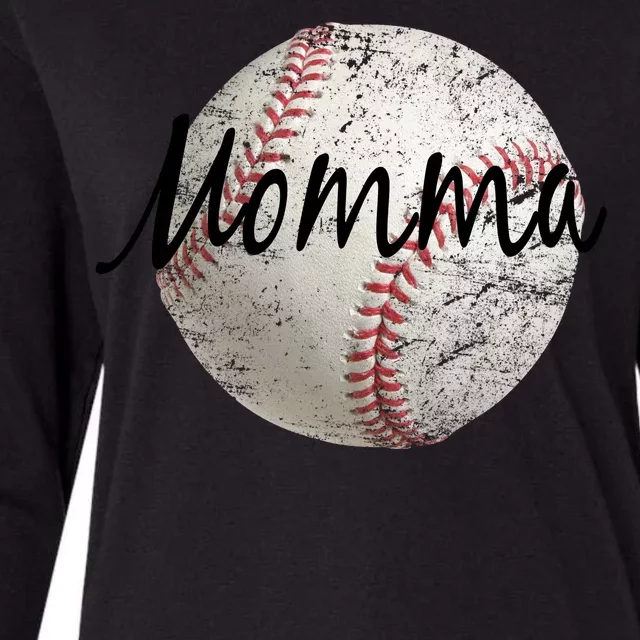 Baseball Momma Womens Cotton Relaxed Long Sleeve T-Shirt