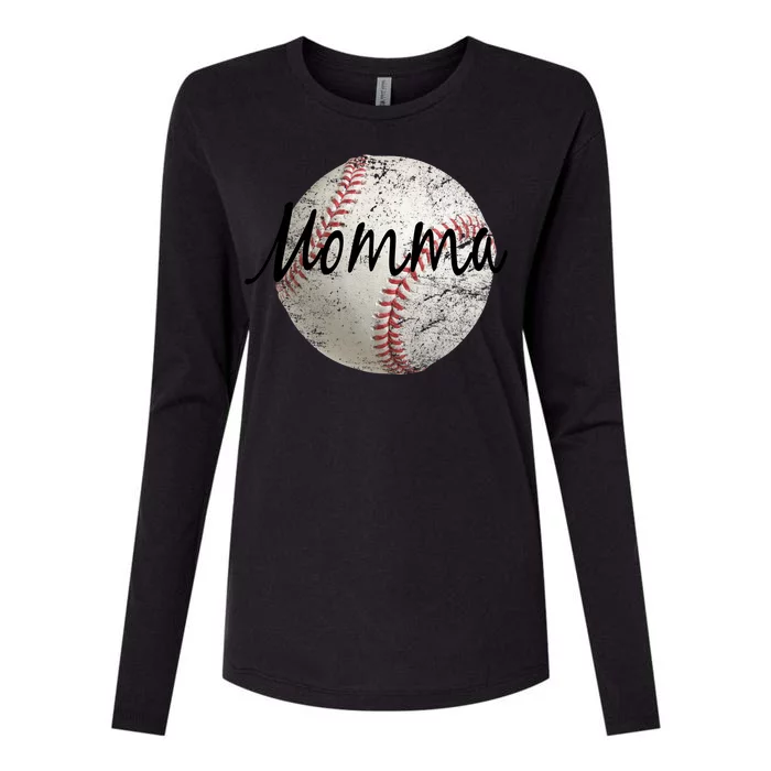 Baseball Momma Womens Cotton Relaxed Long Sleeve T-Shirt