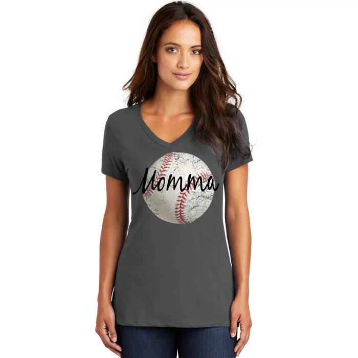 Baseball Momma Women's V-Neck T-Shirt