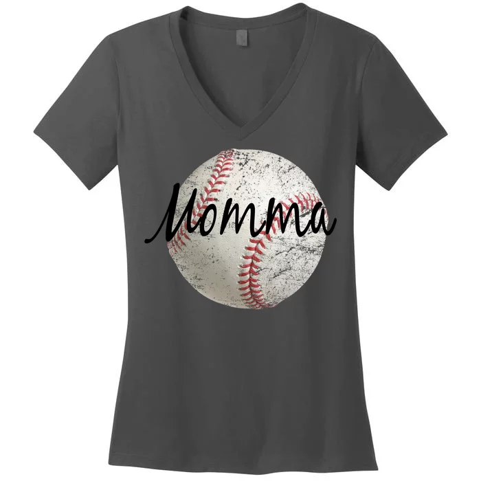 Baseball Momma Women's V-Neck T-Shirt