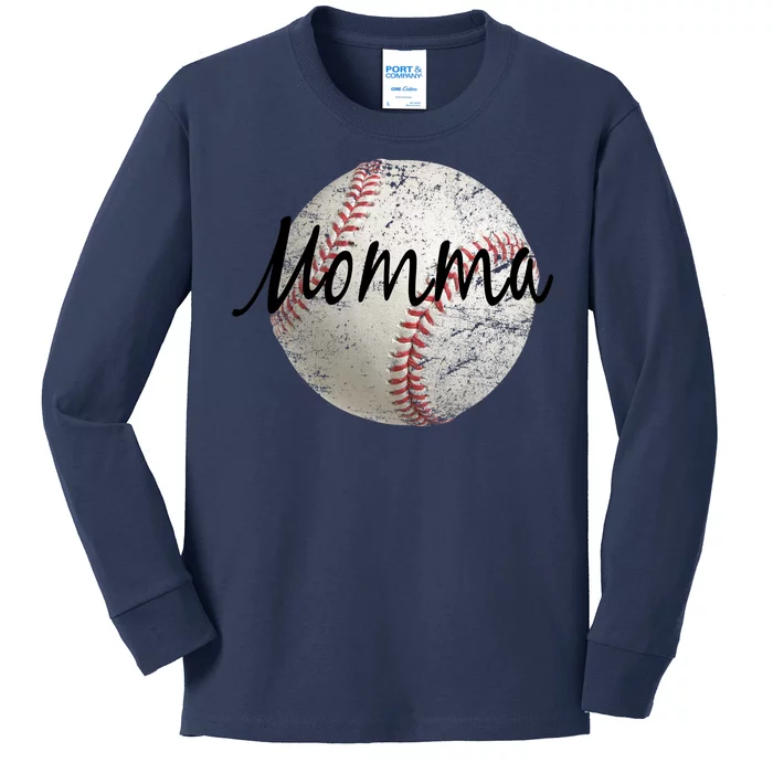 Baseball Momma Kids Long Sleeve Shirt