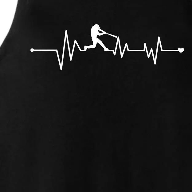 Baseball Player Heartbeat Ladies Tri-Blend Wicking Tank