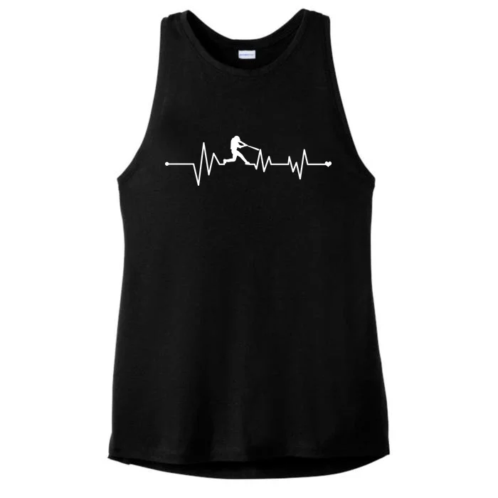 Baseball Player Heartbeat Ladies Tri-Blend Wicking Tank