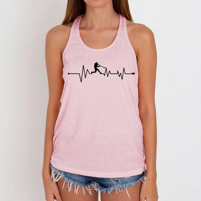 Baseball Player Heartbeat Women's Knotted Racerback Tank