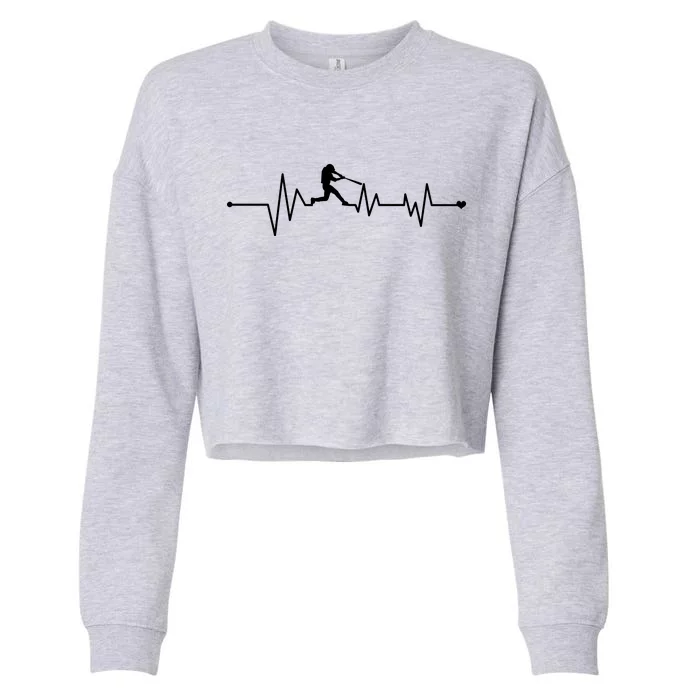 Baseball Player Heartbeat Cropped Pullover Crew