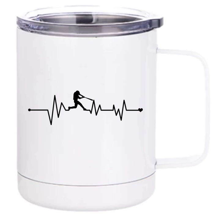 Baseball Player Heartbeat Front & Back 12oz Stainless Steel Tumbler Cup