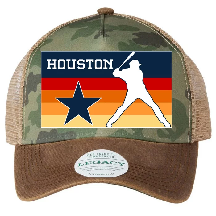 Baseball Player Silhouette Houston Flag Legacy Tie Dye Trucker Hat