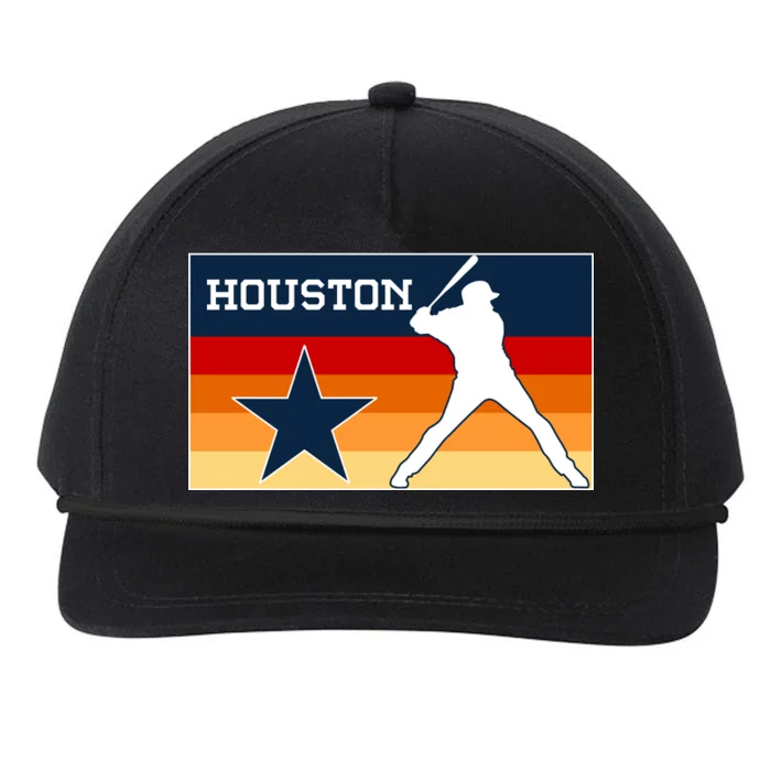 Baseball Player Silhouette Houston Flag Snapback Five-Panel Rope Hat