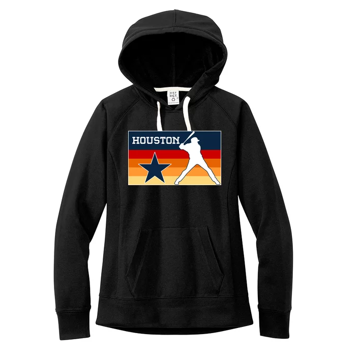 Baseball Player Silhouette Houston Flag Women's Fleece Hoodie