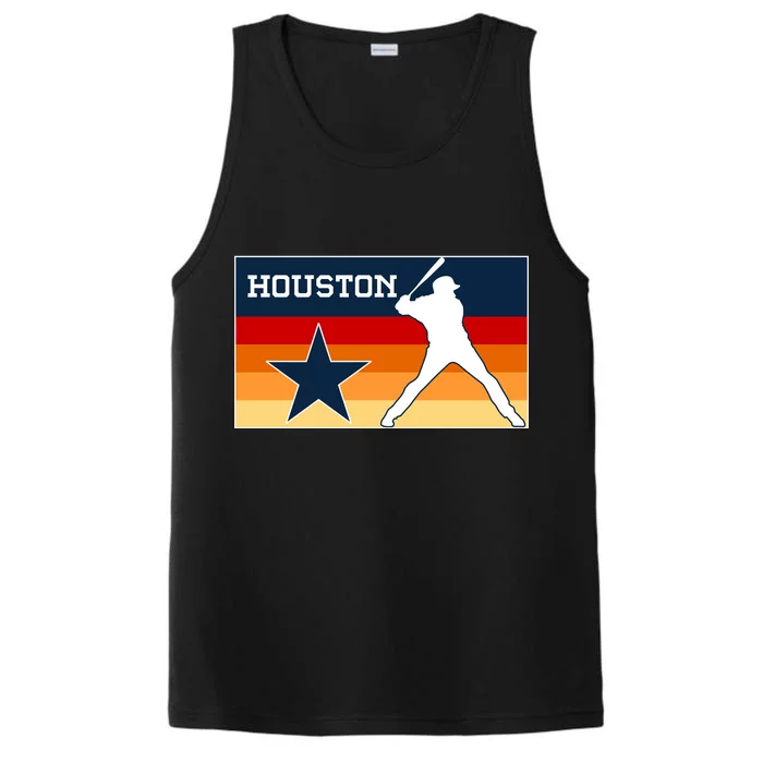 Baseball Player Silhouette Houston Flag Performance Tank