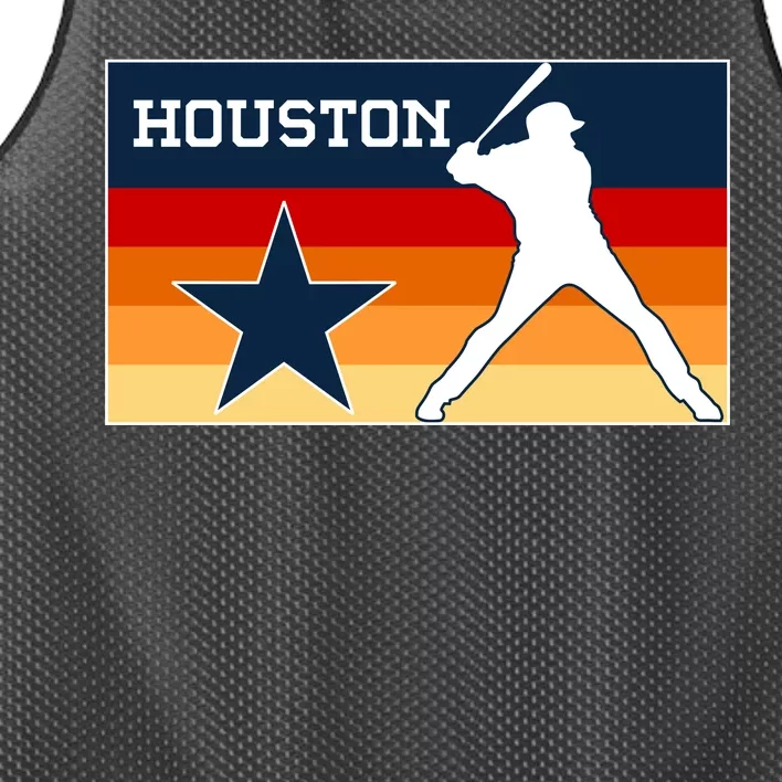 Baseball Player Silhouette Houston Flag Mesh Reversible Basketball Jersey Tank