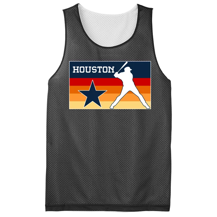 Baseball Player Silhouette Houston Flag Mesh Reversible Basketball Jersey Tank