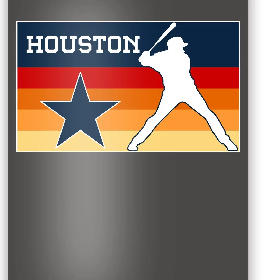 Baseball Player Silhouette Houston Flag Poster