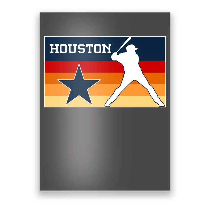 Baseball Player Silhouette Houston Flag Poster