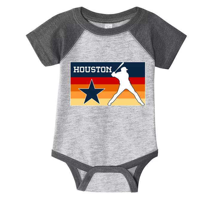 Baseball Player Silhouette Houston Flag Infant Baby Jersey Bodysuit