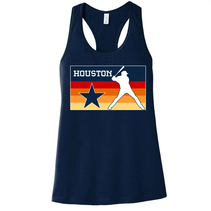 Baseball Player Silhouette Houston Flag Women's Racerback Tank