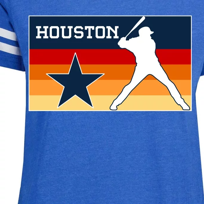 Baseball Player Silhouette Houston Flag Enza Ladies Jersey Football T-Shirt