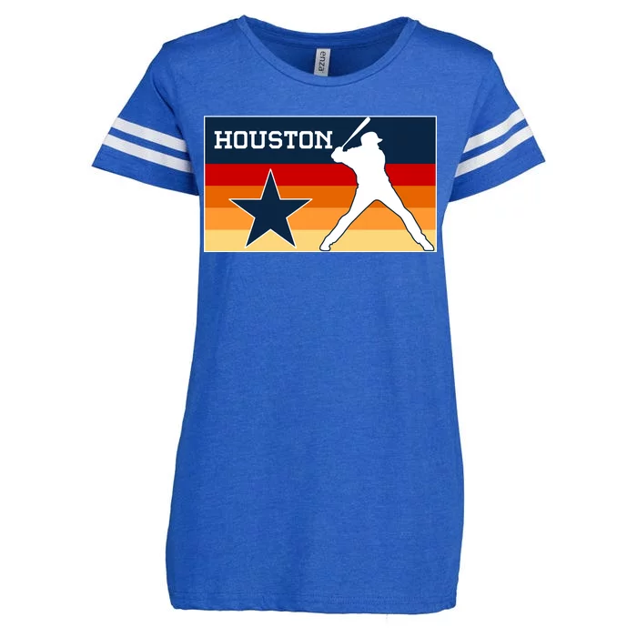 Baseball Player Silhouette Houston Flag Enza Ladies Jersey Football T-Shirt