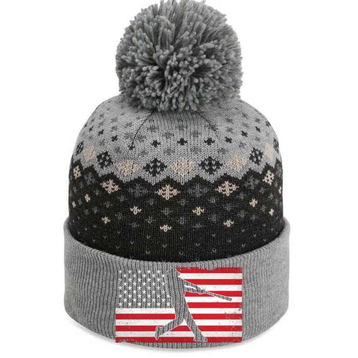 Baseball Player USA American Flag The Baniff Cuffed Pom Beanie