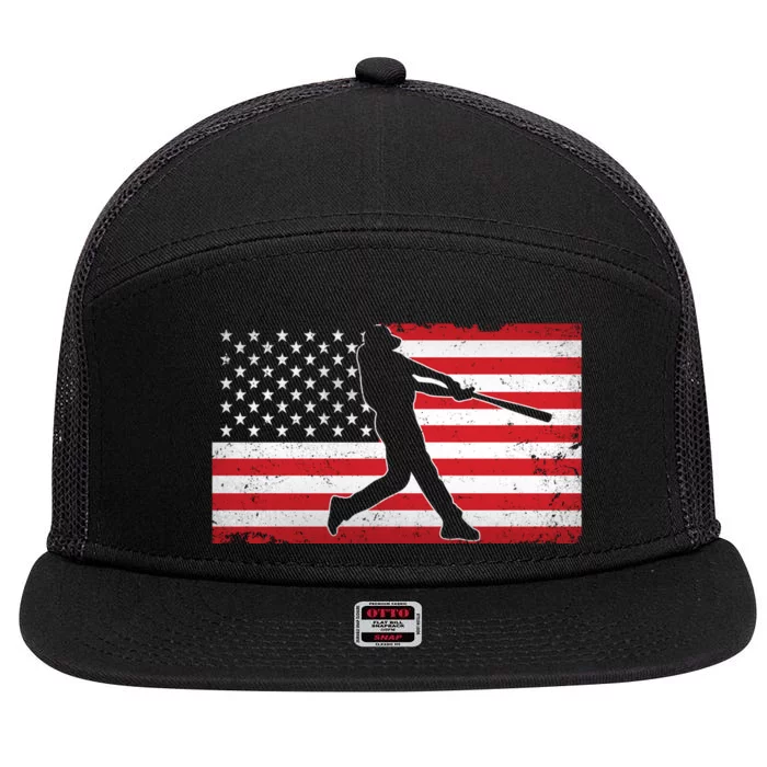 Baseball Player USA American Flag 7 Panel Mesh Trucker Snapback Hat