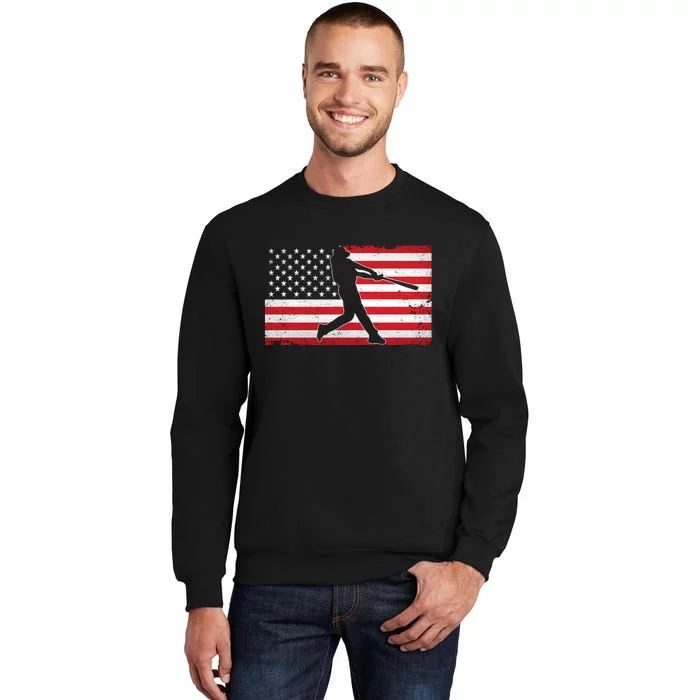 Baseball Player USA American Flag Sweatshirt