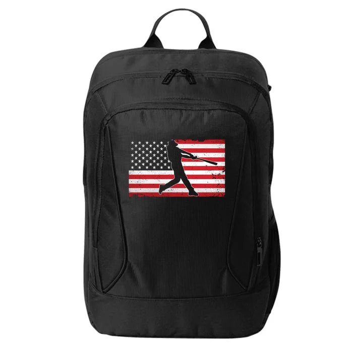 Baseball Player USA American Flag City Backpack