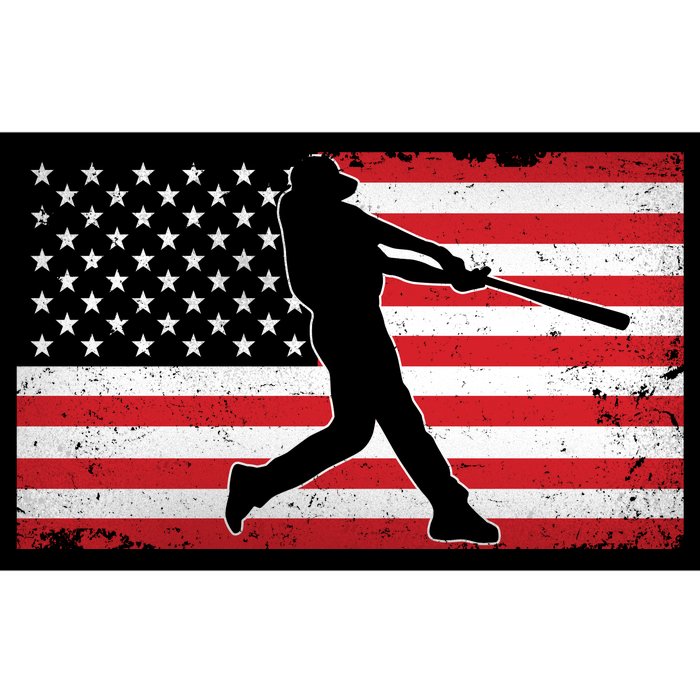 Baseball Player USA American Flag Bumper Sticker