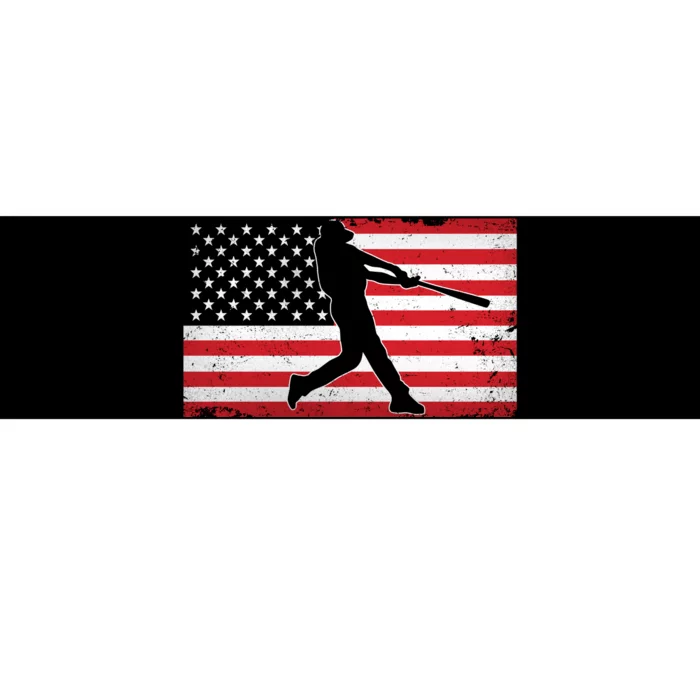 Baseball Player USA American Flag Bumper Sticker