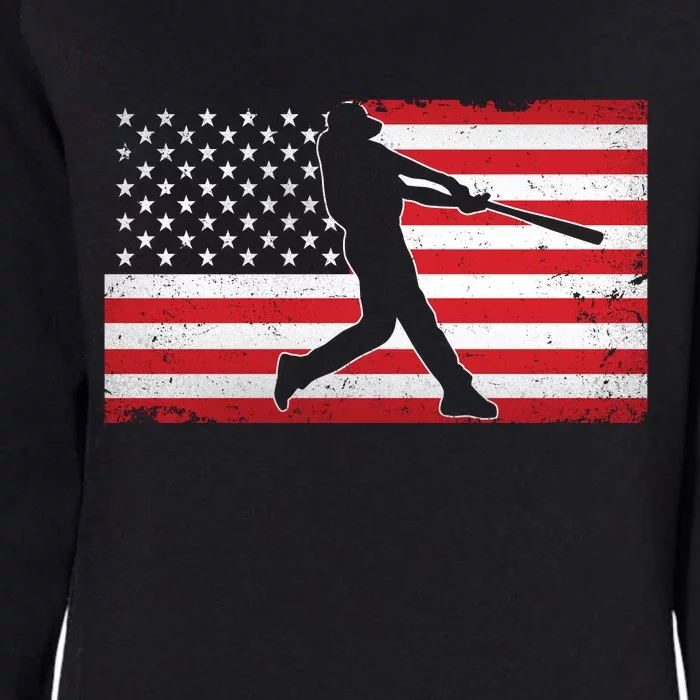 Baseball Player USA American Flag Womens California Wash Sweatshirt