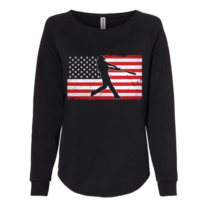 Baseball Player USA American Flag Womens California Wash Sweatshirt