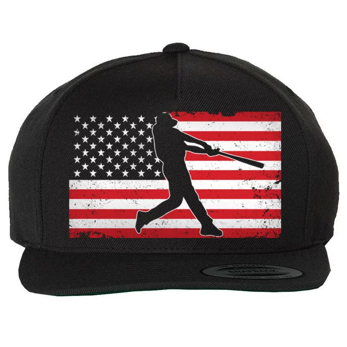 Baseball Player USA American Flag Wool Snapback Cap