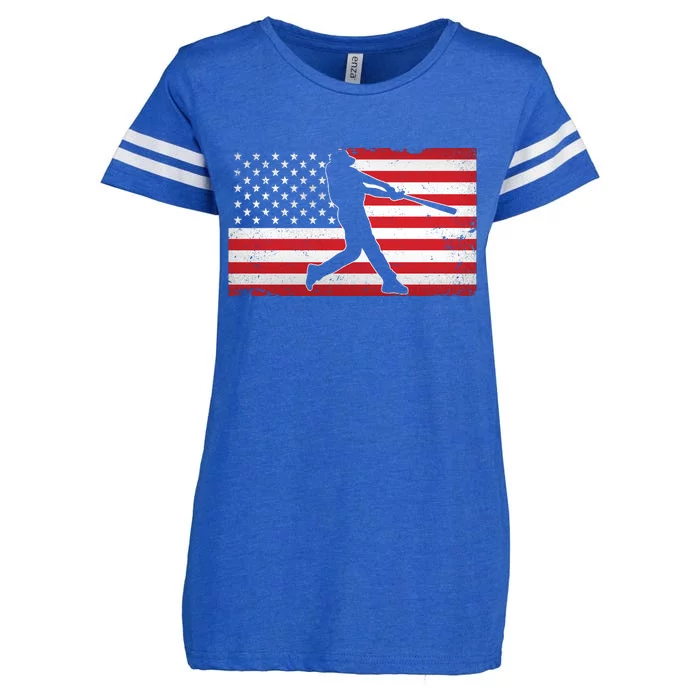 Baseball Player USA American Flag Enza Ladies Jersey Football T-Shirt