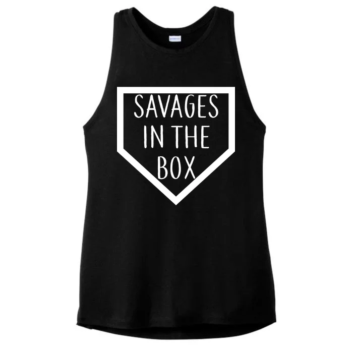 Baseball Savages In The Box Home Plate Ladies Tri-Blend Wicking Tank