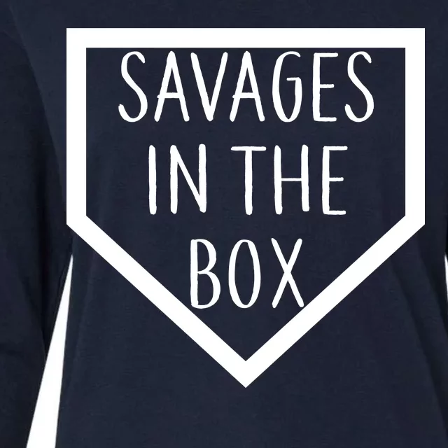 Baseball Savages In The Box Home Plate Womens Cotton Relaxed Long Sleeve T-Shirt