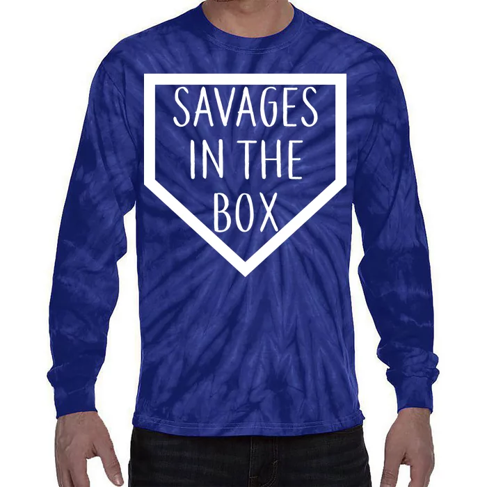 Baseball Savages In The Box Home Plate Tie-Dye Long Sleeve Shirt