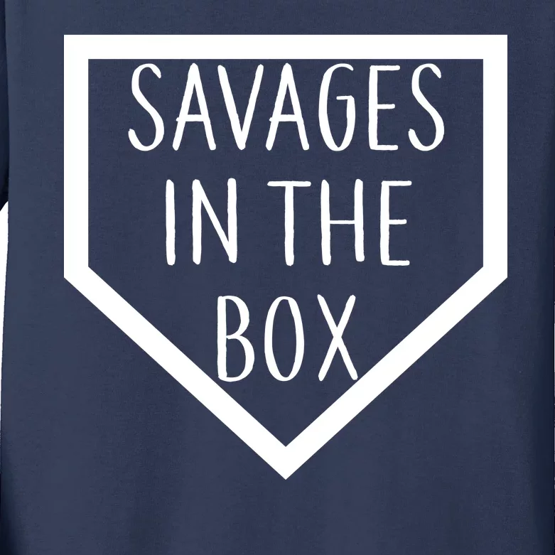 Baseball Savages In The Box Home Plate Kids Long Sleeve Shirt