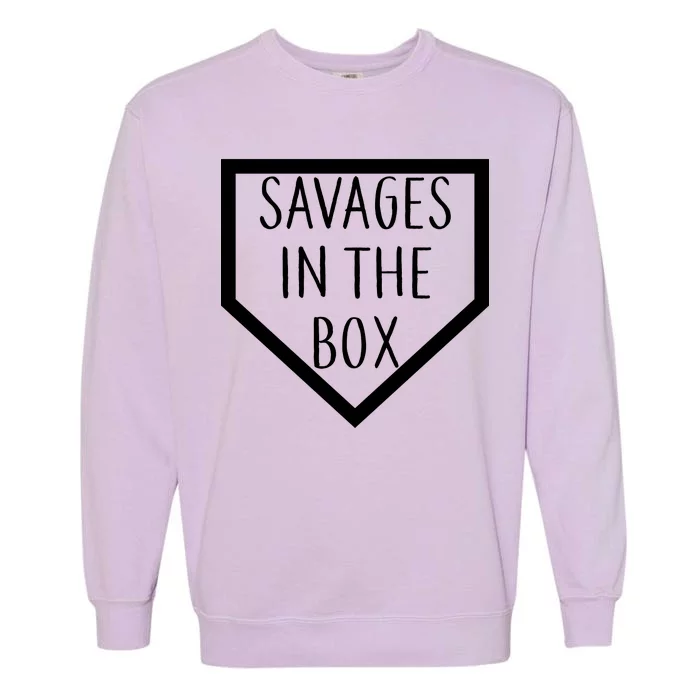 Baseball Savages In The Box Home Plate Garment-Dyed Sweatshirt