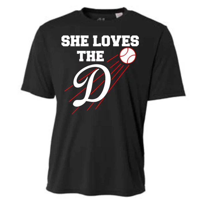 Baseball She Loves The D Los Angeles Cooling Performance Crew T-Shirt