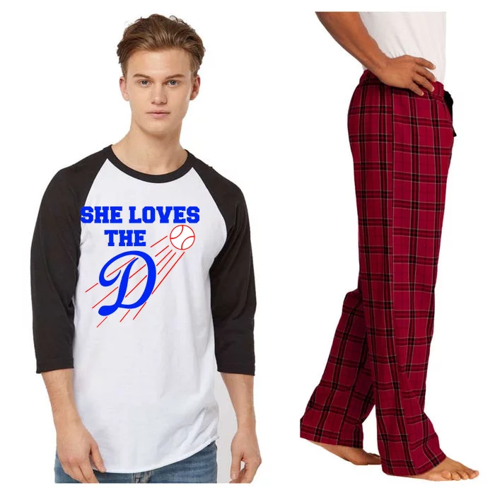 Baseball She Loves The D Los Angeles Raglan Sleeve Pajama Set