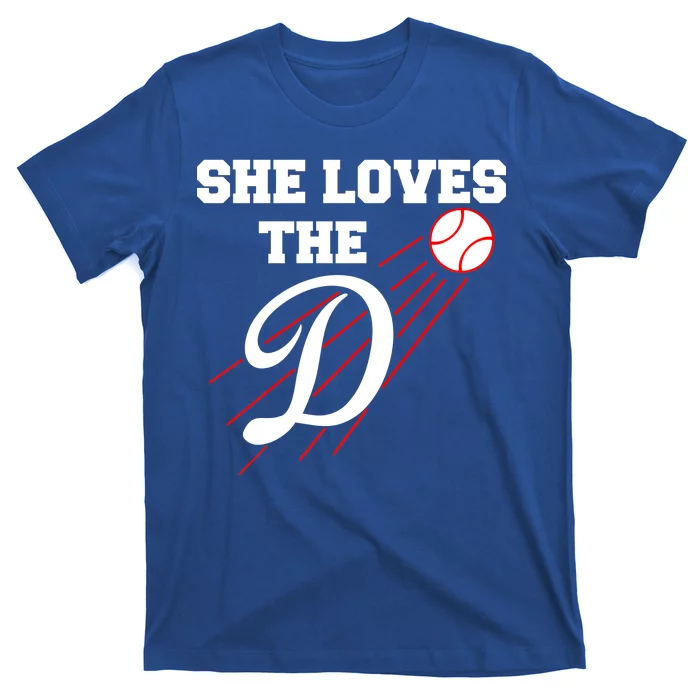 TeeShirtPalace | Baseball She Loves The D Los Angeles T-Shirt