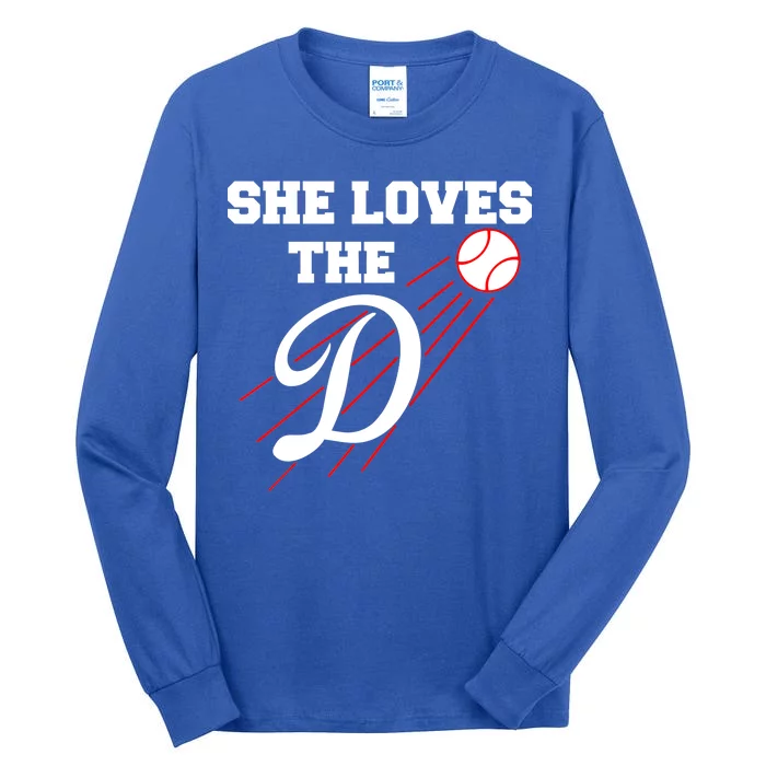 Baseball She Loves The D Los Angeles Tall Long Sleeve T-Shirt